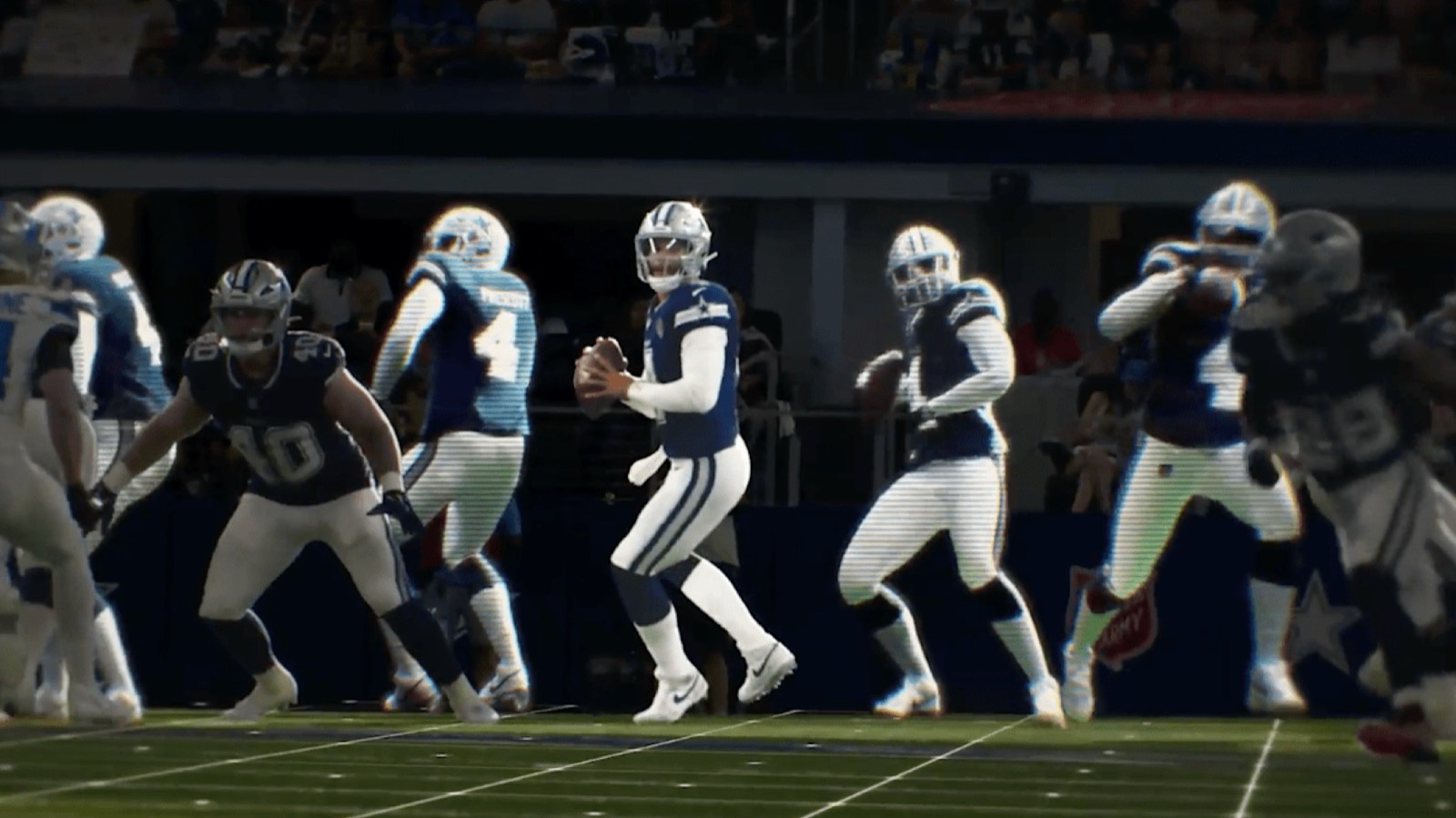 Computer vision overlays on an NFL game